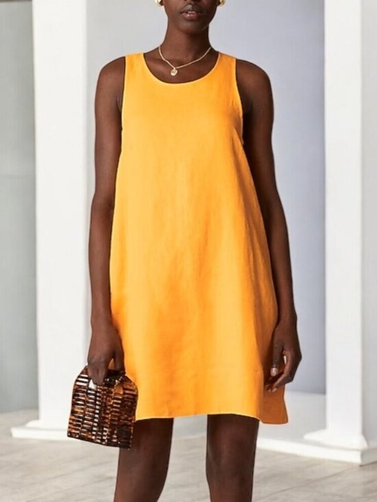 J. Crew Dresses & Skirts - J.Crew Maxine Linen Button-Back Dress XXS Petite Yellow Sleeveless NWT Flawed